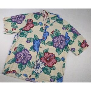 Reyn Spooner Floral‎ Hawaiian Shirt Mens Medium Rayon